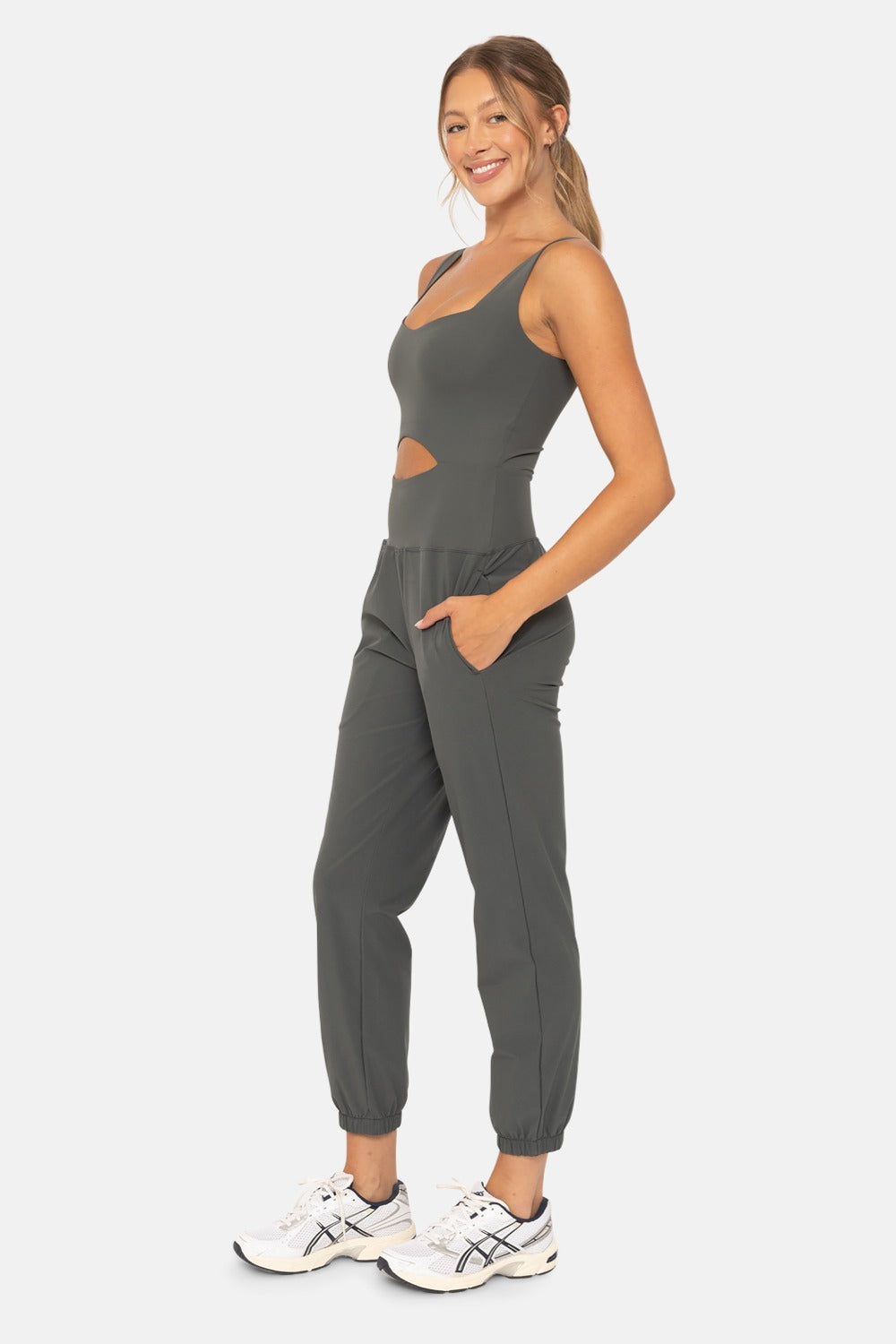 Keyhole Cut Out Jogger Jumpsuit