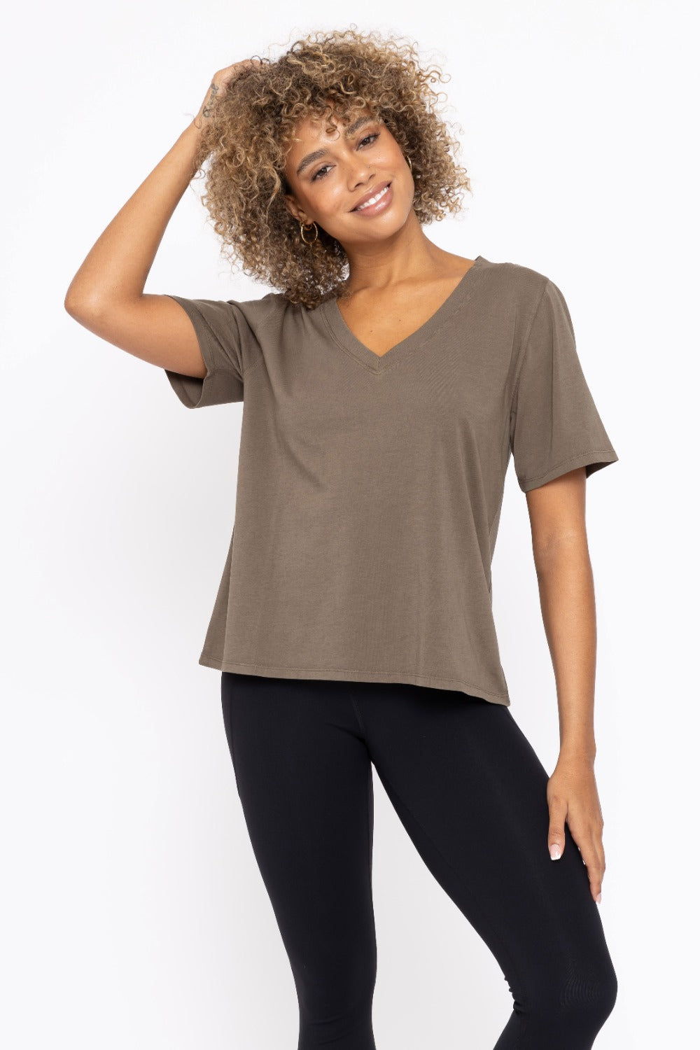 PIMA COTTON BLEND V-NECK TEE