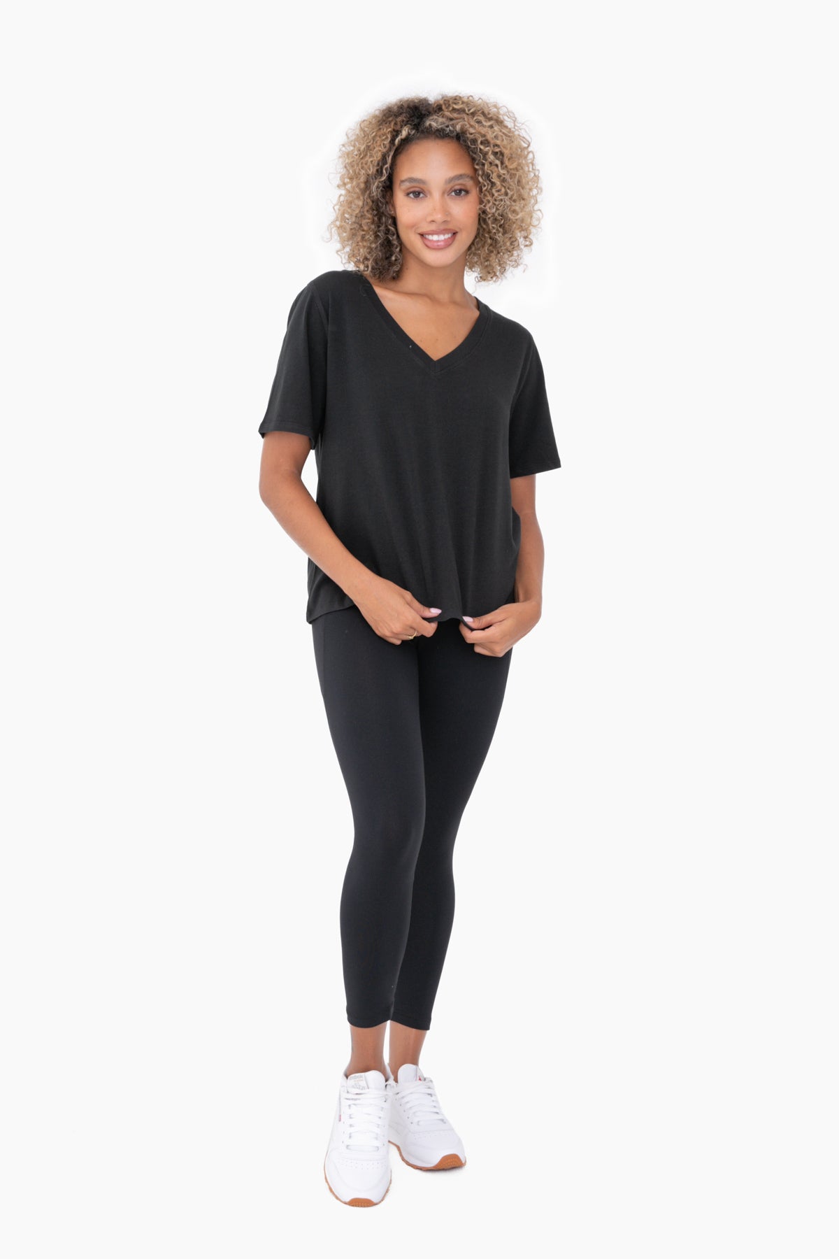 PIMA COTTON BLEND V-NECK TEE