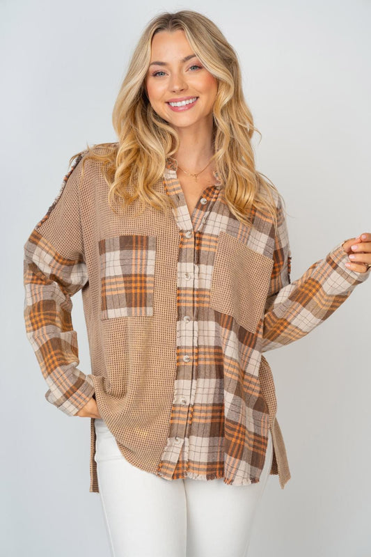 Brown Plaid Button Up