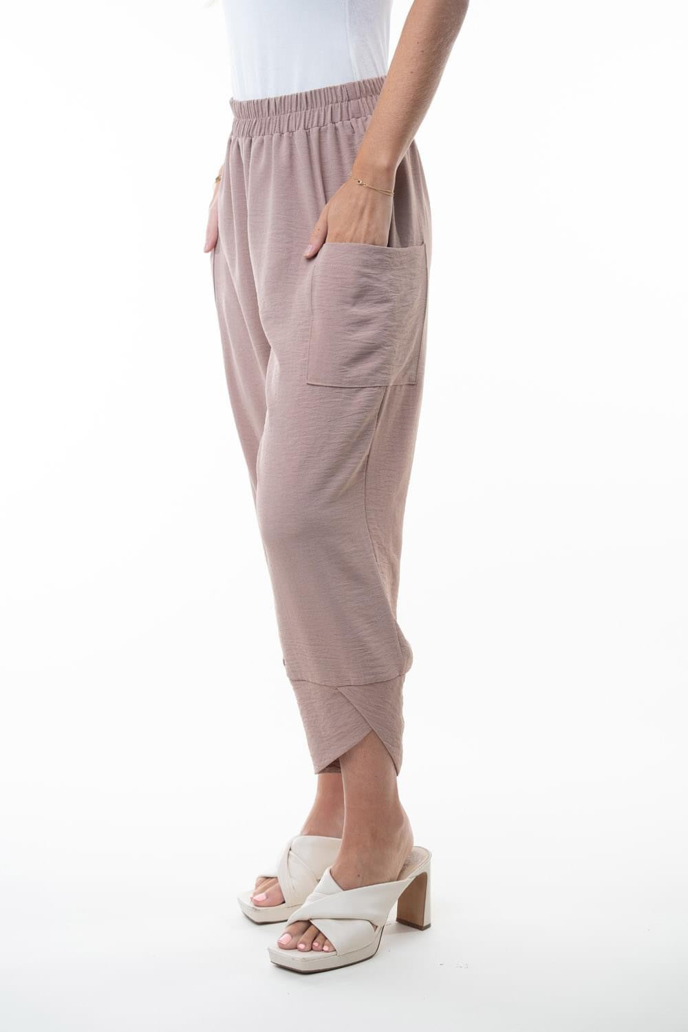 High Waist Knit Pant - Tan