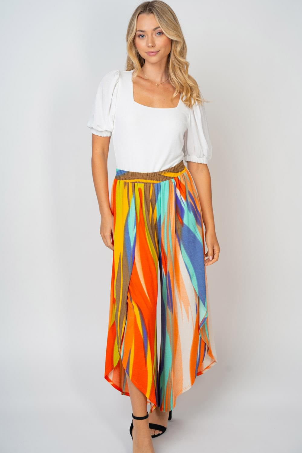 Multi Color Tulip Hem Pant