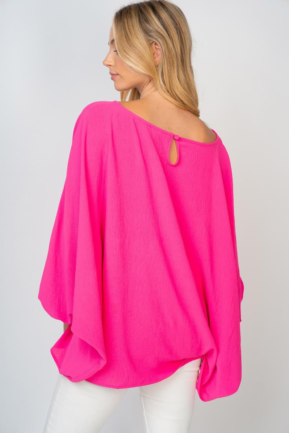 Oversized Hot Pink Dolman Blouse
