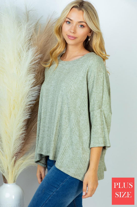 Sage Green Oversized Ribbed Top