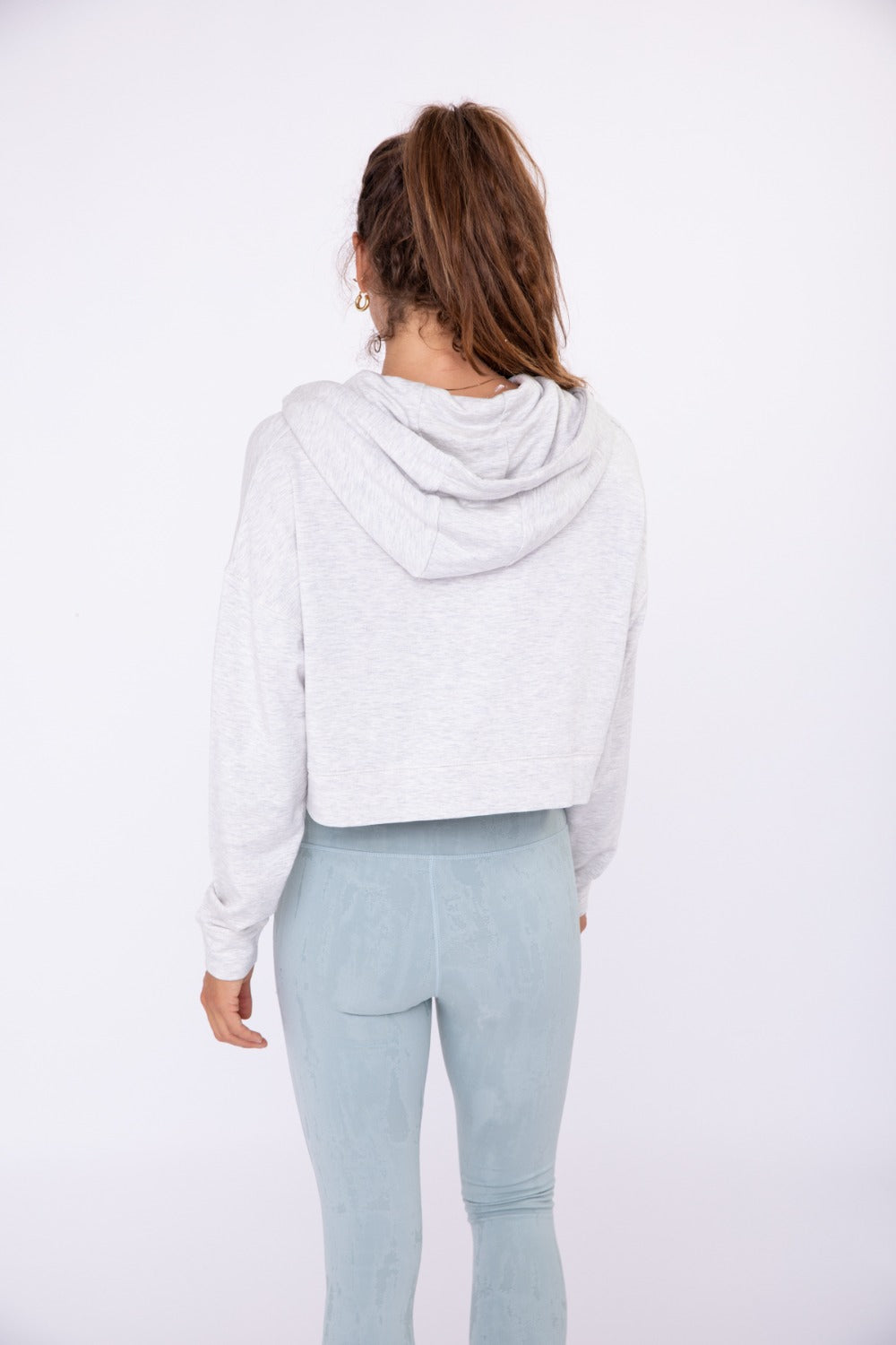 CROPPED LONG SLEEVE HENLEY HOODIE