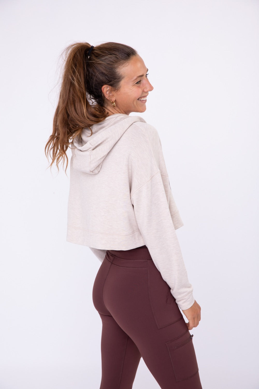 CROPPED LONG SLEEVE HENLEY HOODIE