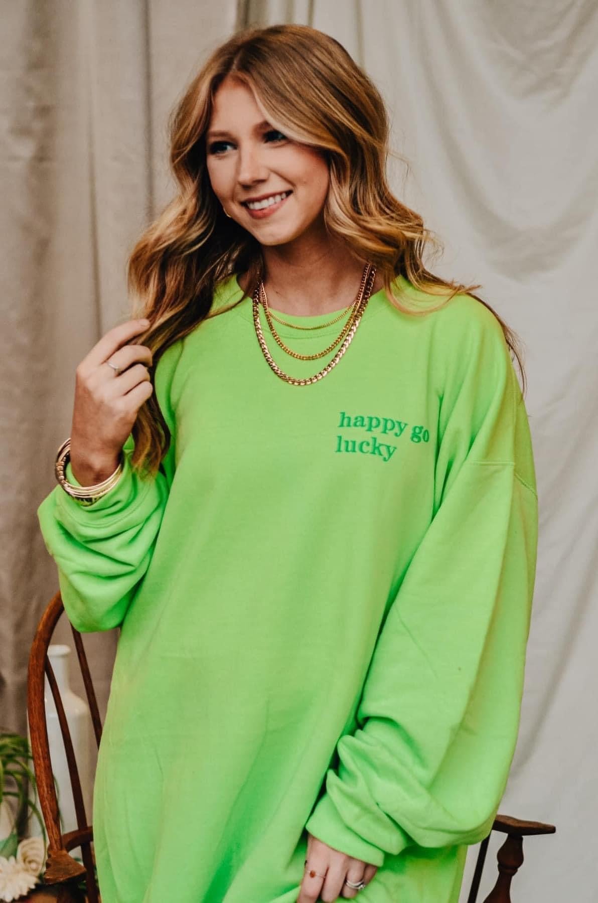Happy Go Lucky Glitter Sweatshirt