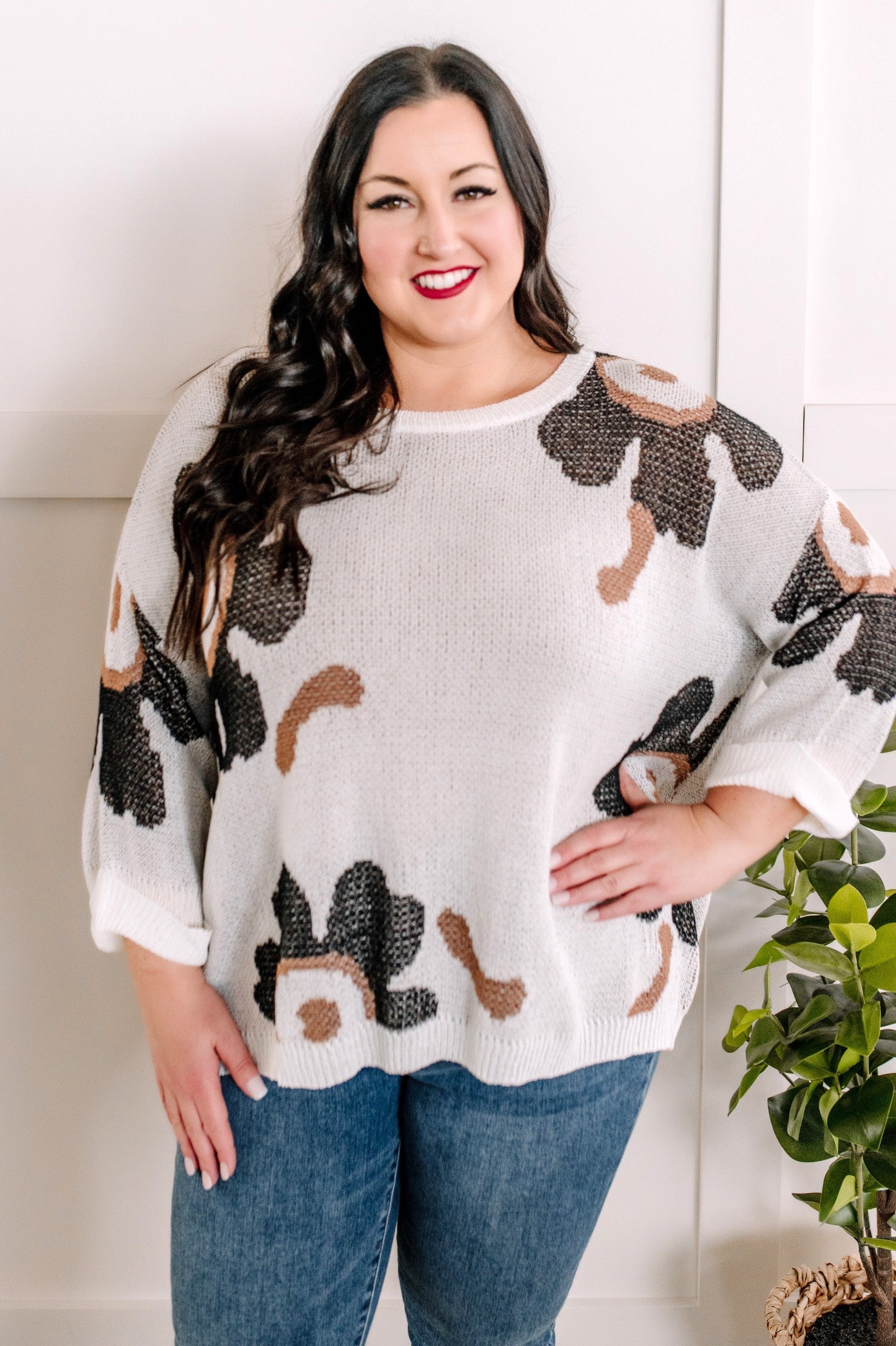 Chunky Floral Oversized Sweater Knit