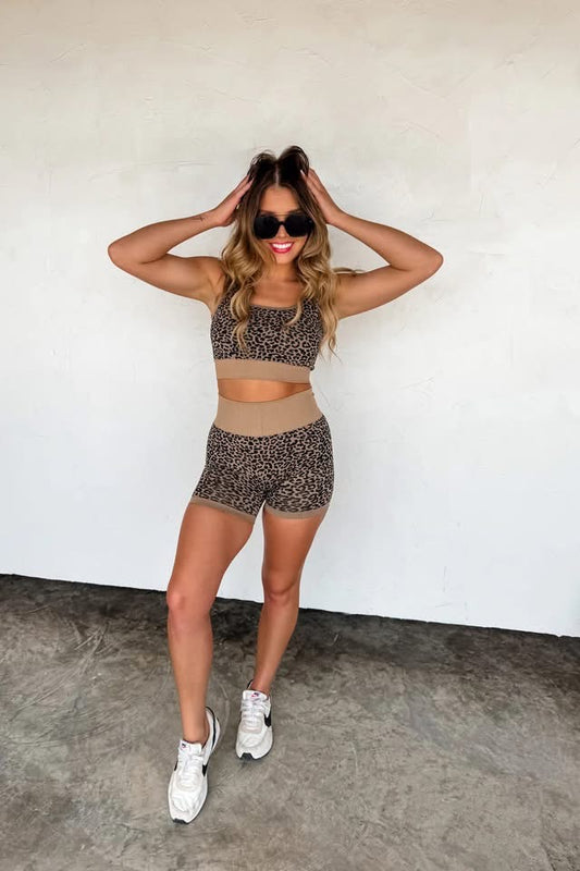 Cheetah Bra & Bike Short Set