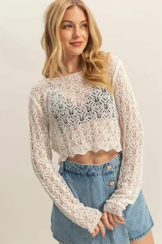 Crochet Long Sleeve Crop