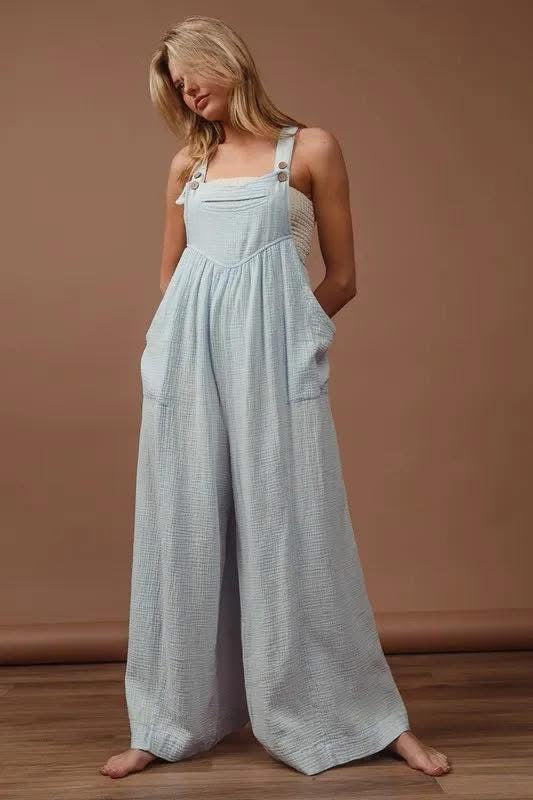 Sky Boho Overalls