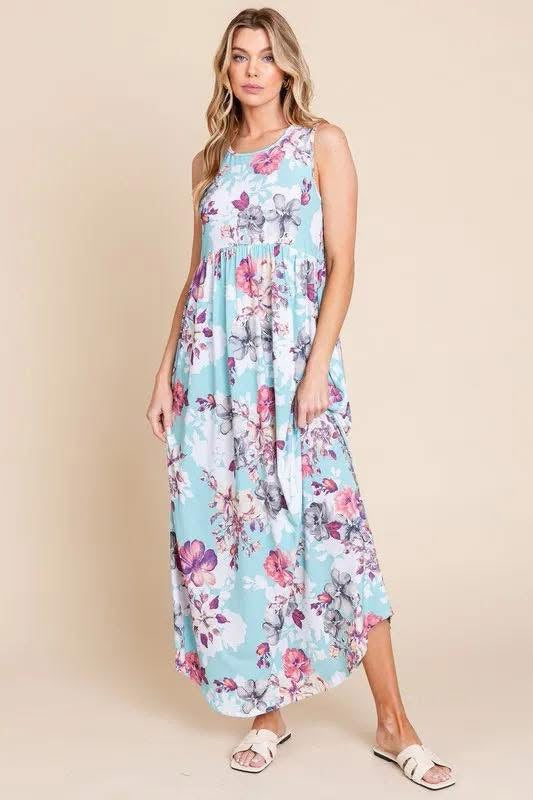 Floral Sleeveless Maxi Dress