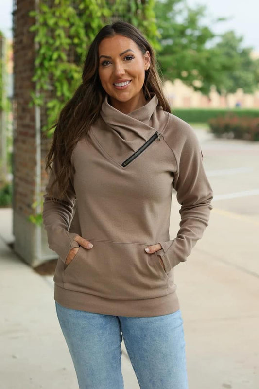 Zoey Zip Cowl- Mocha