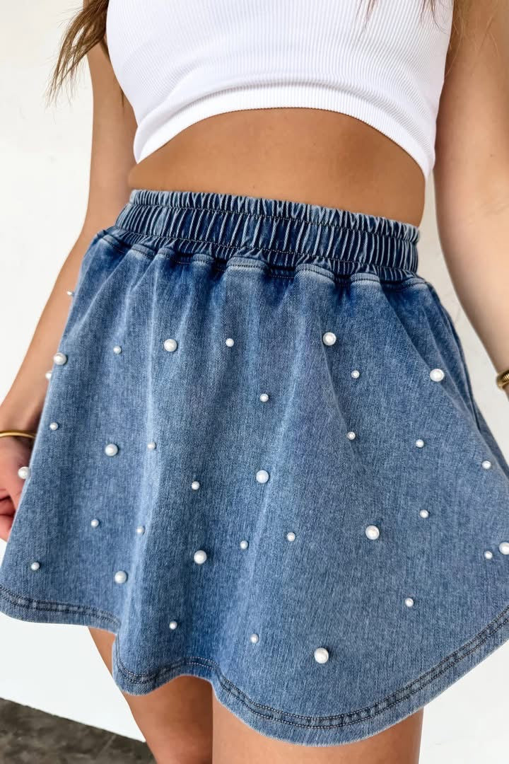 Pearl Denim Skort