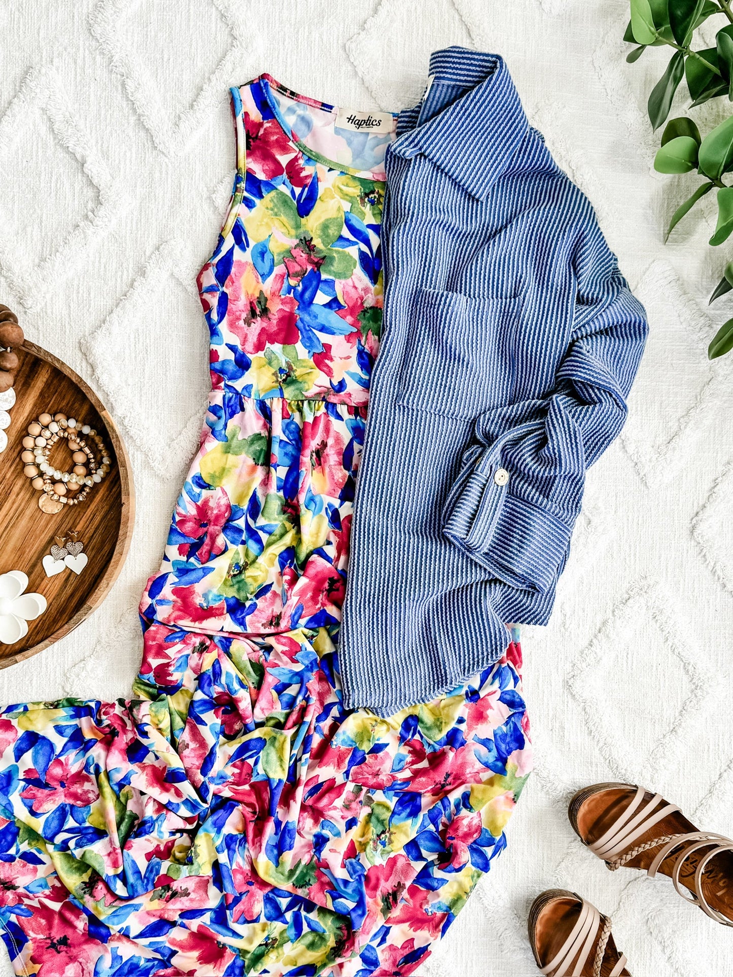Maxi Dress With Pockets In Bright Neon Floral