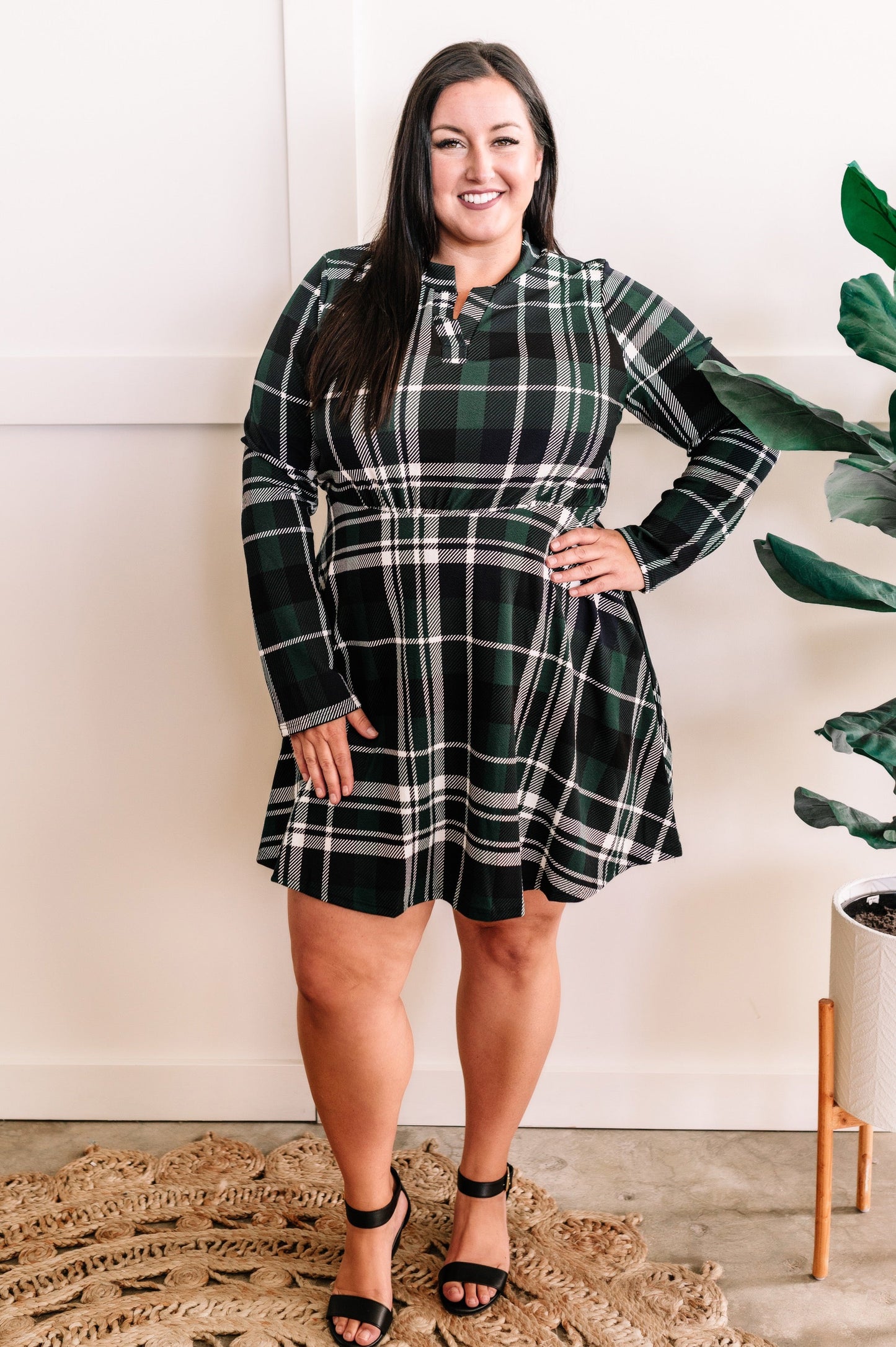 Gabby 10.2 Front Dress With Attached Shorts In Tartan Plaid Green 11.22