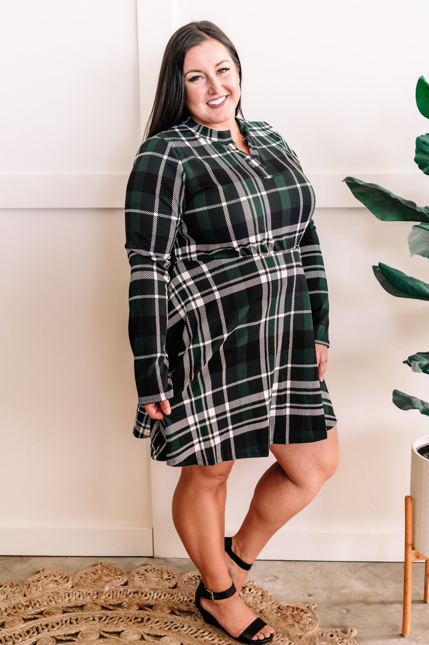 Gabby 10.2 Front Dress With Attached Shorts In Tartan Plaid Green 11.22