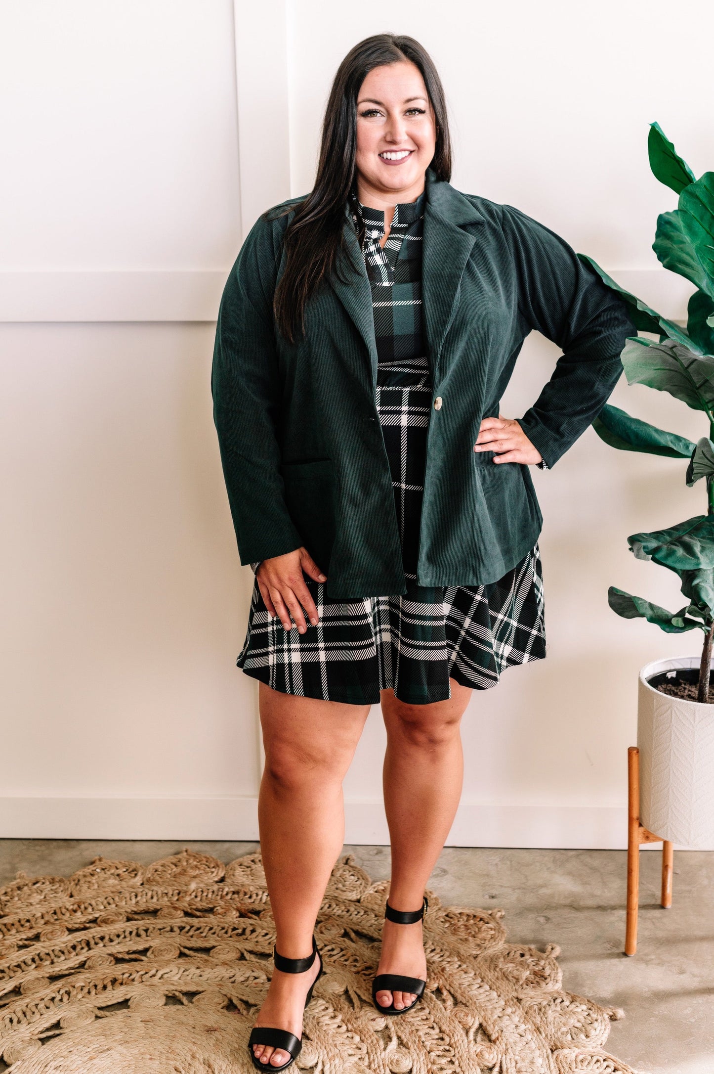 Gabby 10.2 Front Dress With Attached Shorts In Tartan Plaid Green 11.22