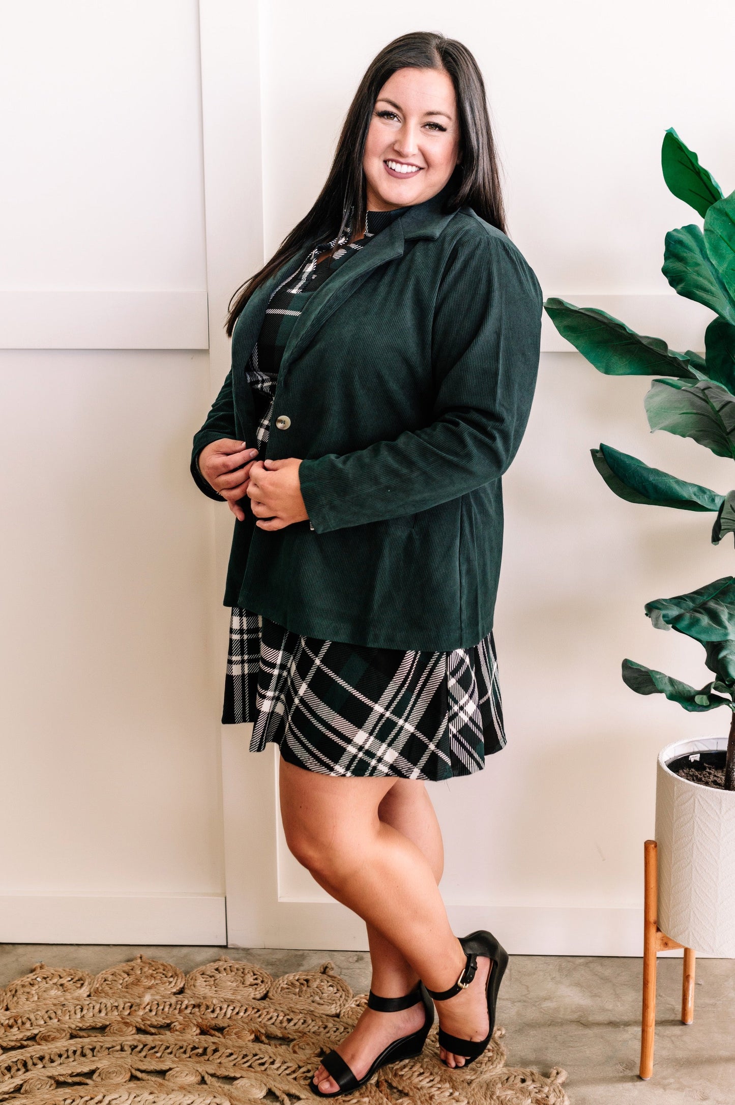 Gabby 10.2 Front Dress With Attached Shorts In Tartan Plaid Green 11.22