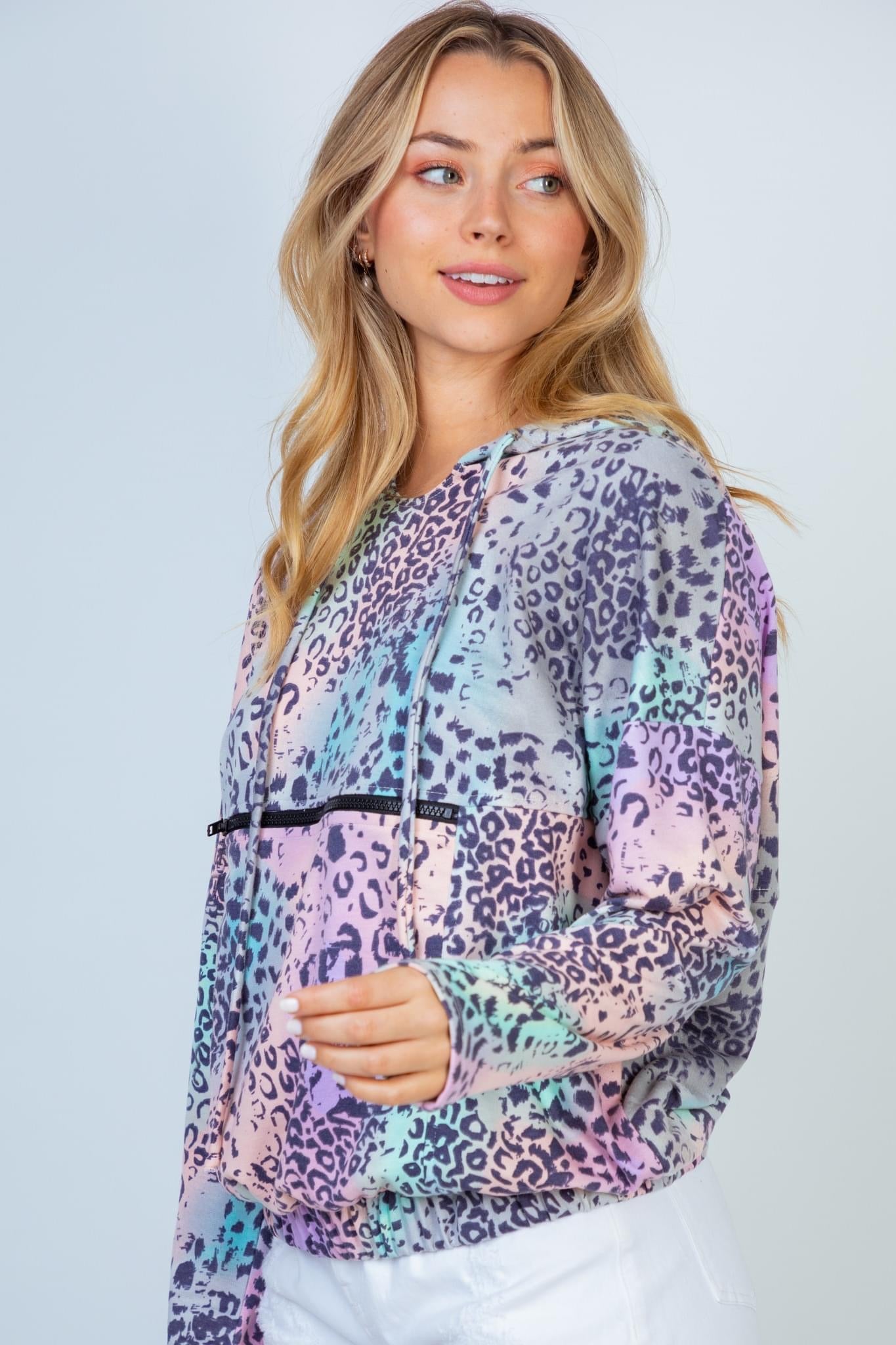Pastel Rainbow Leopard Hoodie